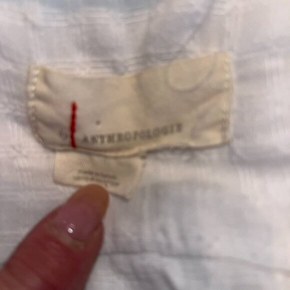 ANTHROPOLOGIE ANTHRO White Cotton Button Down Textured Tunic Cover-up Top - EUC - Picture 8 of 12